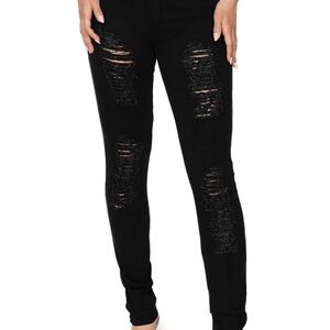 Women's Black Distressed Skinny Jeans